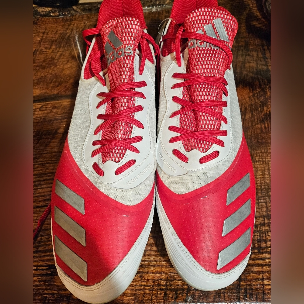 Adidas Icon V Bounce Iced Metal Baseball Cleats Red Mens Size 17 EE4130 New